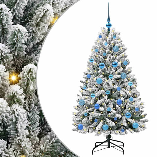 vidaXL Artificial Christmas Tree Green and White 150 cm PVC and Metal