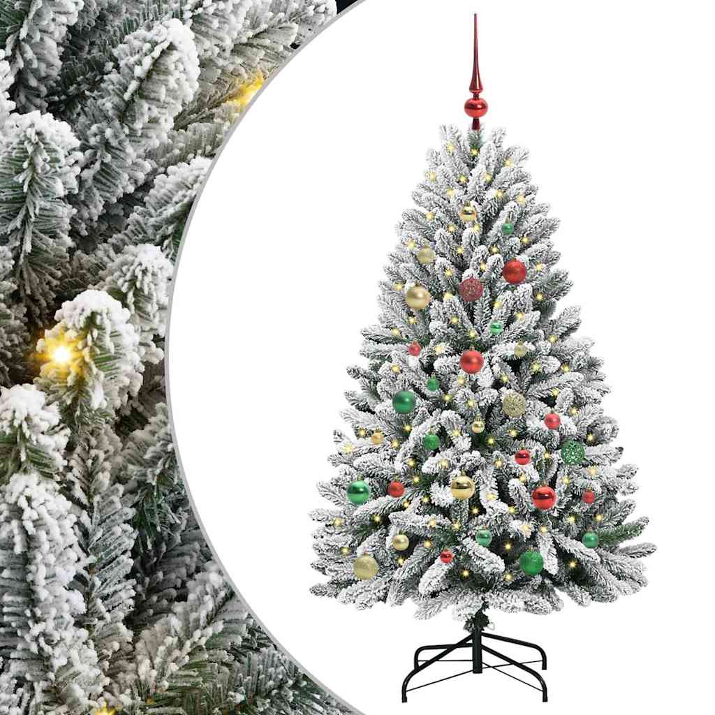 vidaXL Artificial Christmas Tree Green and White 150 cm PVC and Metal