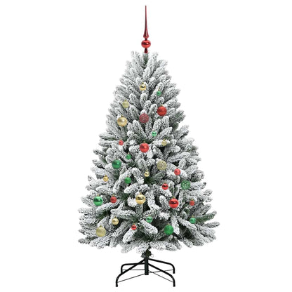 vidaXL Artificial Christmas Tree Green and White 150 cm PVC and Metal