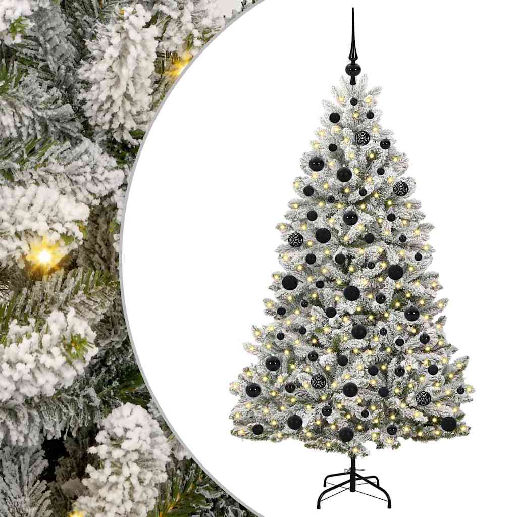 vidaXL Artificial Christmas Tree Green and White 180 cm PVC and Metal