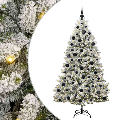 vidaXL Artificial Christmas Tree Green and White 180 cm PVC and Metal