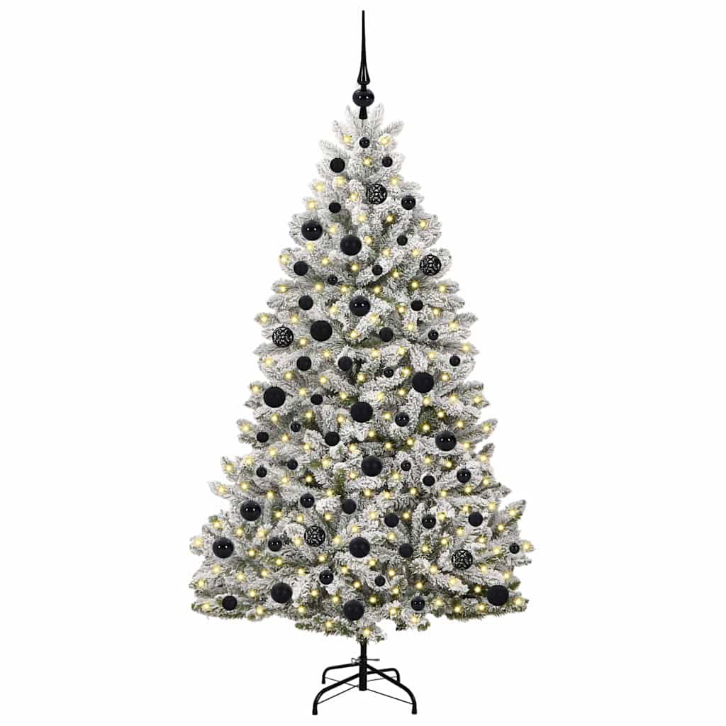 vidaXL Artificial Christmas Tree Green and White 180 cm PVC and Metal