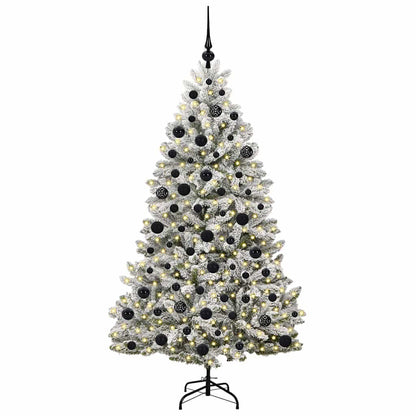vidaXL Artificial Christmas Tree Green and White 180 cm PVC and Metal