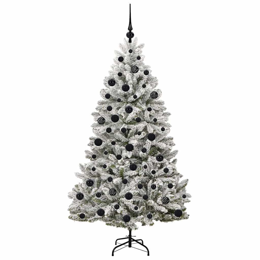 vidaXL Artificial Christmas Tree Green and White 180 cm PVC and Metal