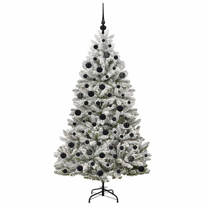 vidaXL Artificial Christmas Tree Green and White 180 cm PVC and Metal