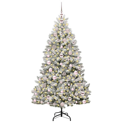 vidaXL Artificial Christmas Tree Green and White 180 cm PVC and Metal