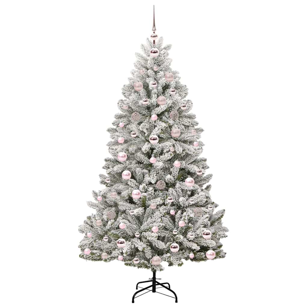 vidaXL Artificial Christmas Tree Green and White 180 cm PVC and Metal