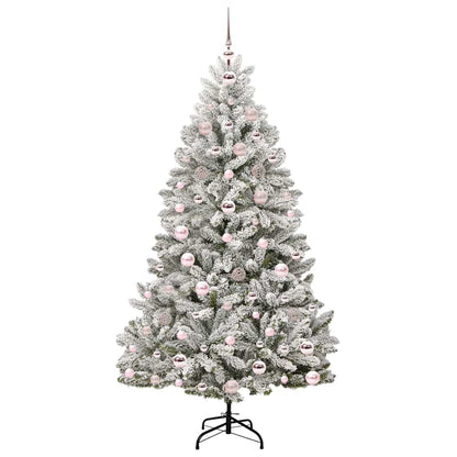 vidaXL Artificial Christmas Tree Green and White 180 cm PVC and Metal