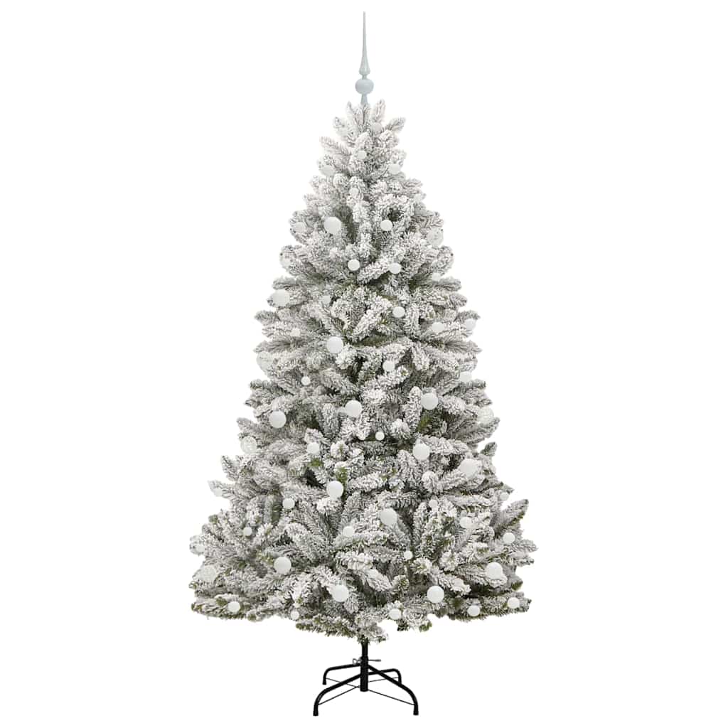 vidaXL Artificial Christmas Tree Green and White 180 cm PVC and Metal