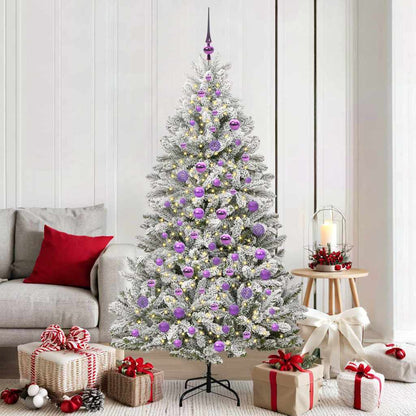 vidaXL Artificial Christmas Tree Green and White 180 cm PVC and Metal
