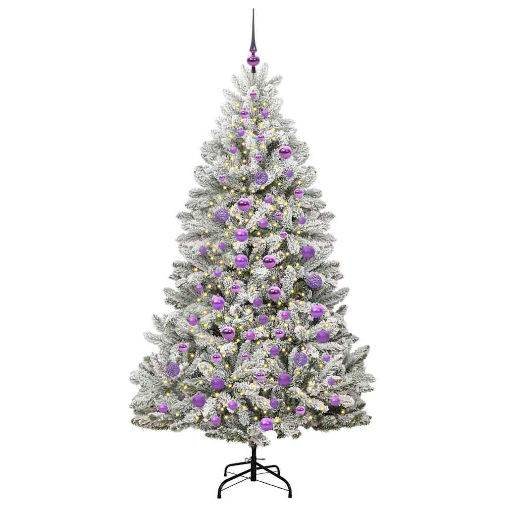 vidaXL Artificial Christmas Tree Green and White 180 cm PVC and Metal