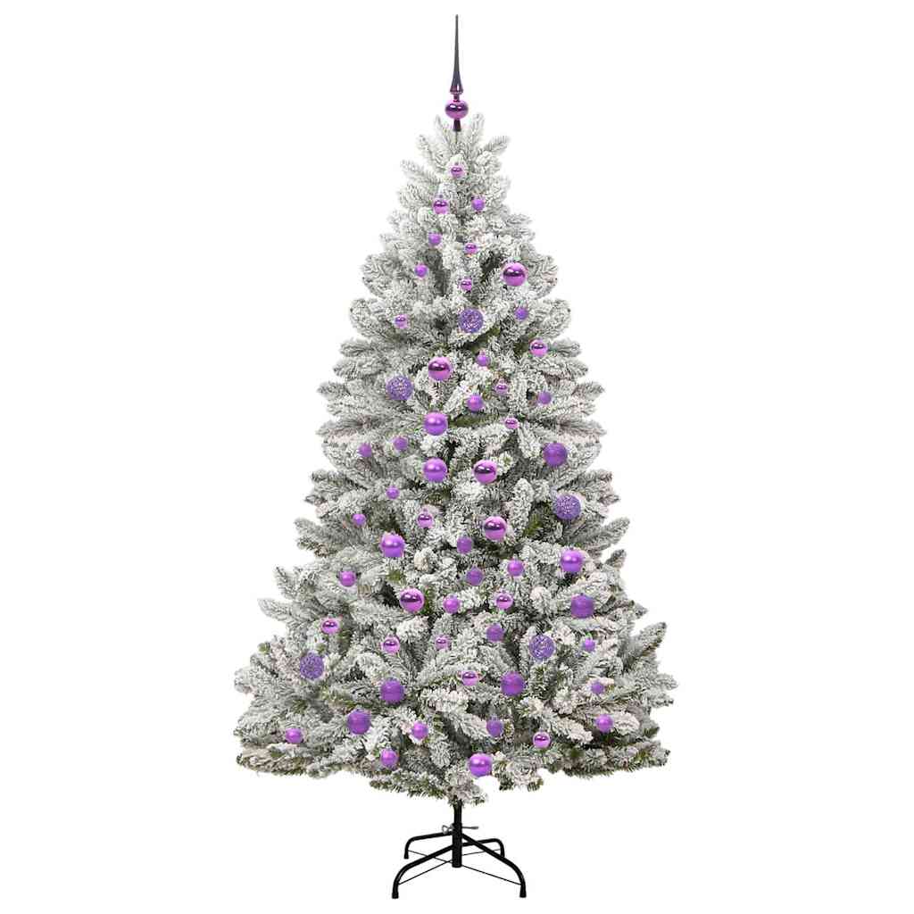 vidaXL Artificial Christmas Tree Green and White 180 cm PVC and Metal