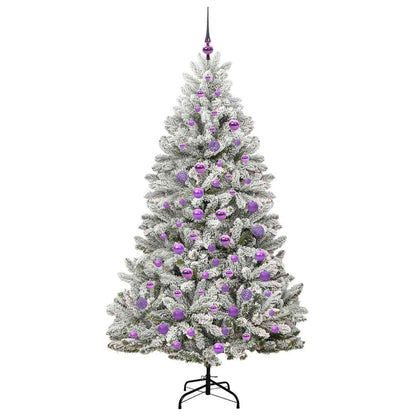 vidaXL Artificial Christmas Tree Green and White 180 cm PVC and Metal