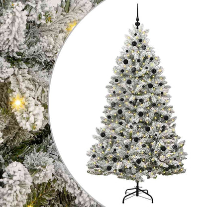 vidaXL Artificial Christmas Tree Green and White 210 cm PVC and Metal