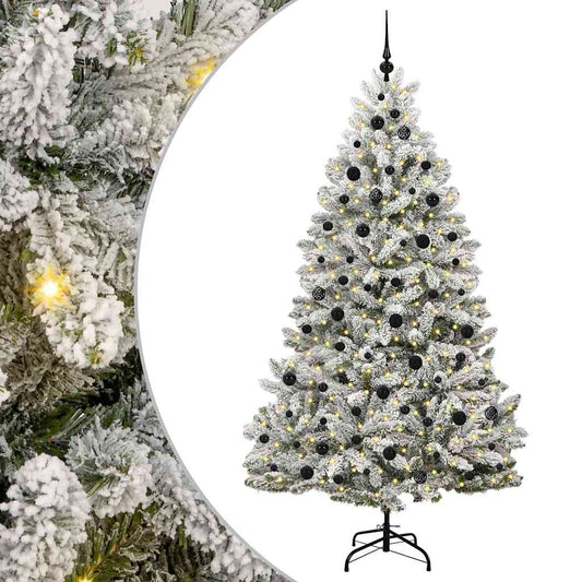 vidaXL Artificial Christmas Tree Green and White 210 cm PVC and Metal