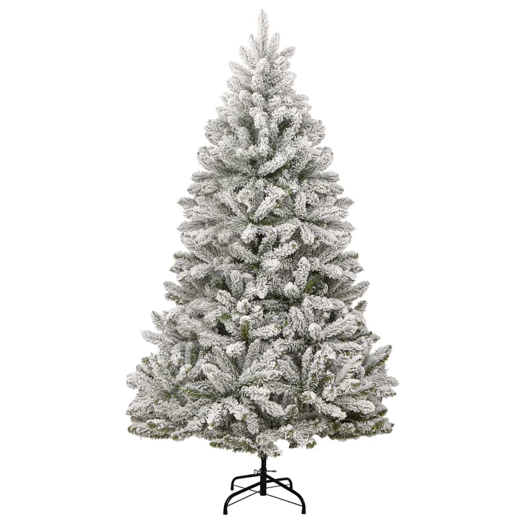 vidaXL Artificial Christmas Tree Green and White 210 cm PVC and Metal
