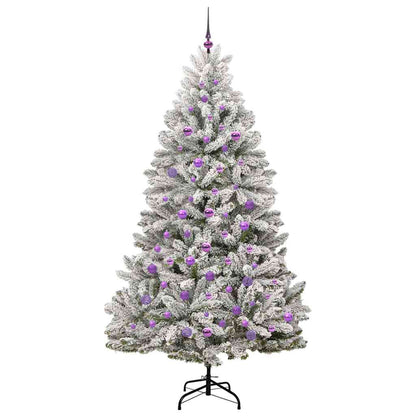 vidaXL Artificial Christmas Tree Green and White 210 cm PVC and Metal
