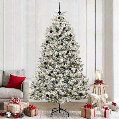 vidaXL Artificial Christmas Tree Green and White 240 cm PVC and Metal
