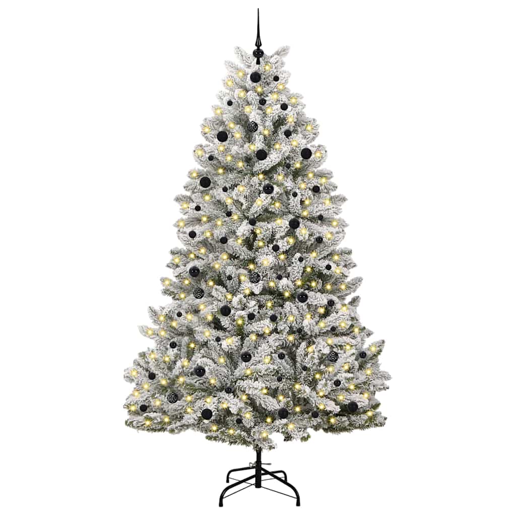 vidaXL Artificial Christmas Tree Green and White 240 cm PVC and Metal
