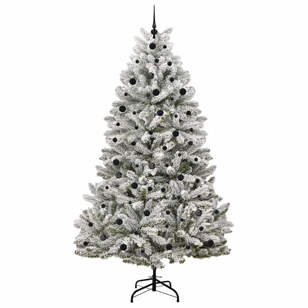 vidaXL Artificial Christmas Tree Green and White 240 cm PVC and Metal