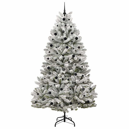 vidaXL Artificial Christmas Tree Green and White 240 cm PVC and Metal