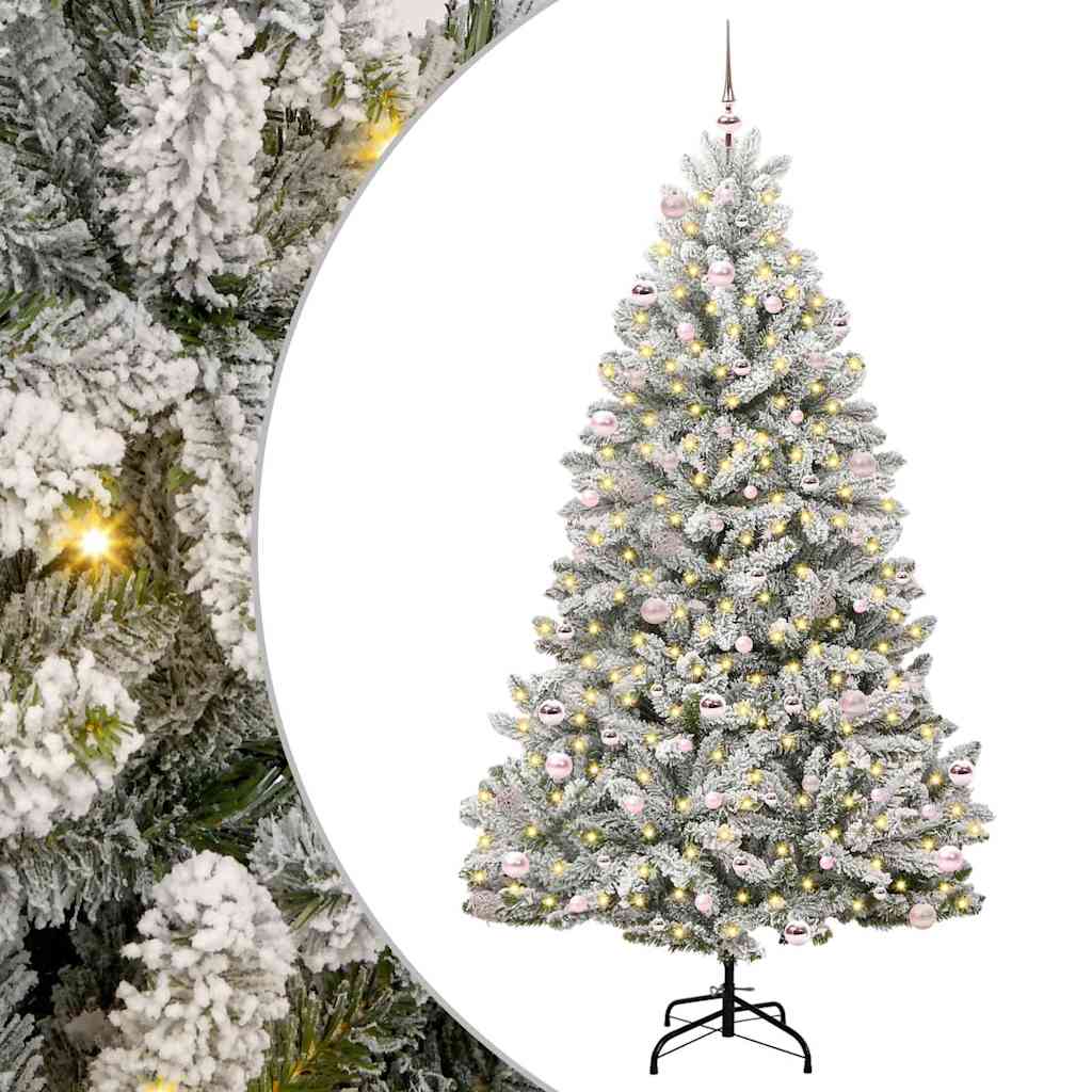 vidaXL Artificial Christmas Tree Green and White 240 cm PVC and Metal