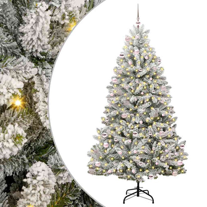 vidaXL Artificial Christmas Tree Green and White 240 cm PVC and Metal