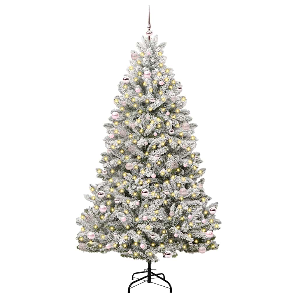 vidaXL Artificial Christmas Tree Green and White 240 cm PVC and Metal
