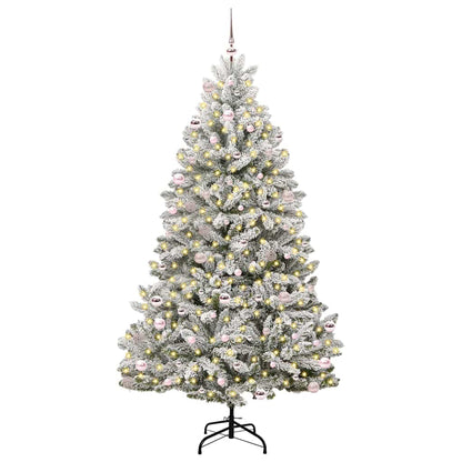 vidaXL Artificial Christmas Tree Green and White 240 cm PVC and Metal