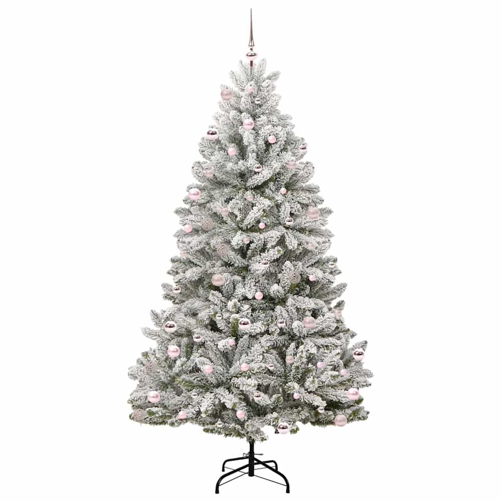 vidaXL Artificial Christmas Tree Green and White 240 cm PVC and Metal