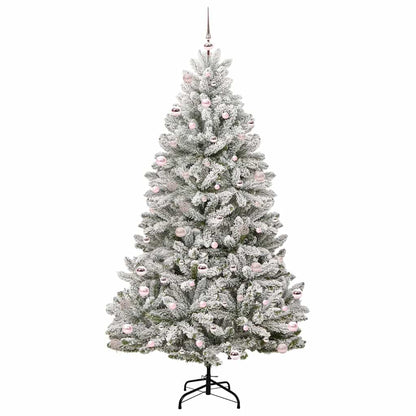 vidaXL Artificial Christmas Tree Green and White 240 cm PVC and Metal