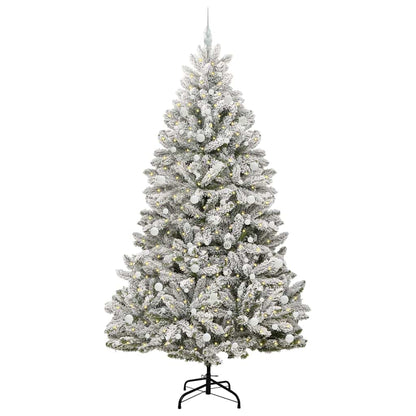 vidaXL Artificial Christmas Tree Green and White 240 cm PVC and Metal