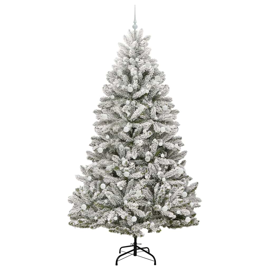 vidaXL Artificial Christmas Tree Green and White 240 cm PVC and Metal