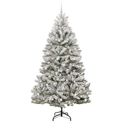 vidaXL Artificial Christmas Tree Green and White 240 cm PVC and Metal
