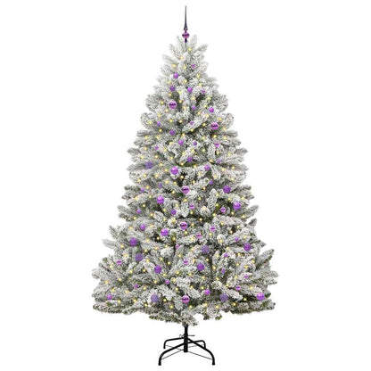 vidaXL Artificial Christmas Tree Green and White 240 cm PVC and Metal