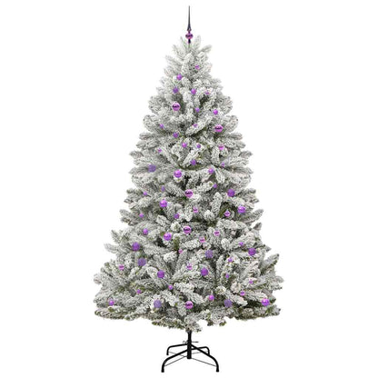 vidaXL Artificial Christmas Tree Green and White 240 cm PVC and Metal