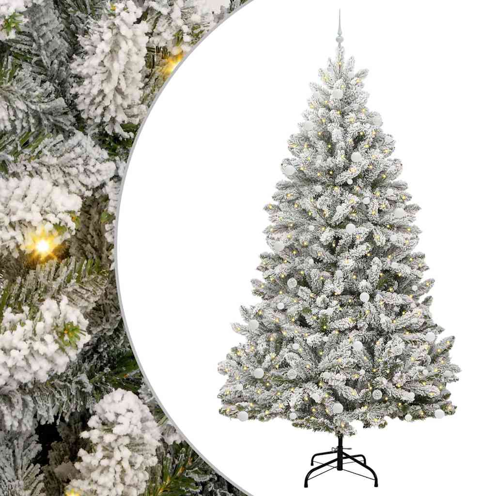 vidaXL Artificial Christmas Tree Green and White 270 cm PVC and Metal