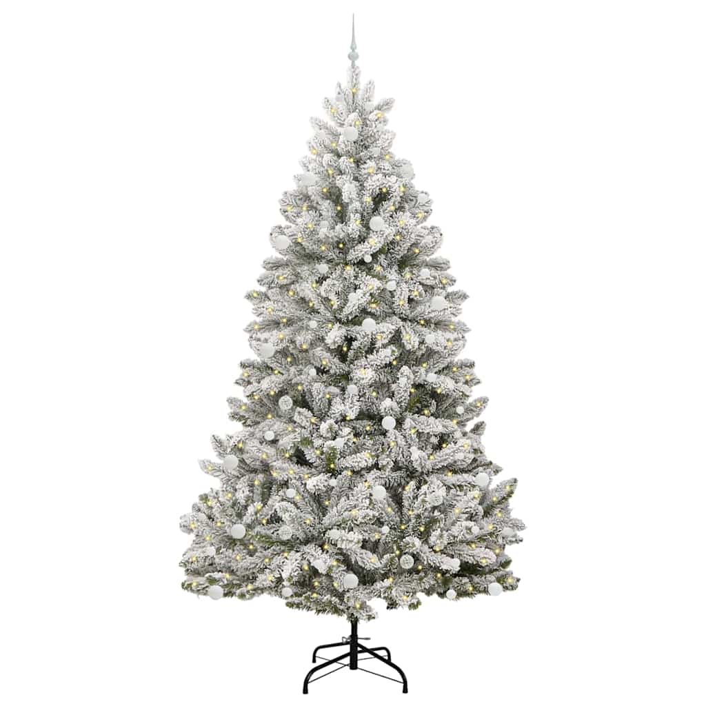 vidaXL Artificial Christmas Tree Green and White 270 cm PVC and Metal