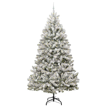 vidaXL Artificial Christmas Tree Green and White 270 cm PVC and Metal