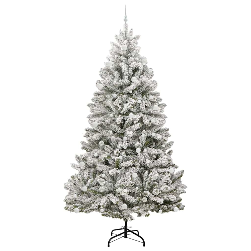 vidaXL Artificial Christmas Tree Green and White 270 cm PVC and Metal