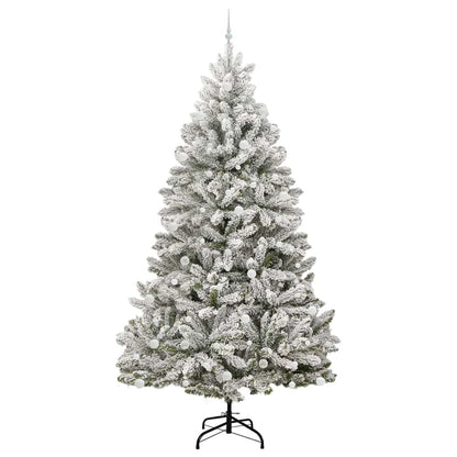 vidaXL Artificial Christmas Tree Green and White 270 cm PVC and Metal