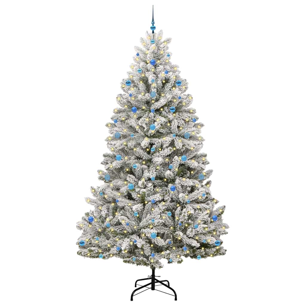 vidaXL Artificial Christmas Tree Green and White 270 cm PVC and Metal