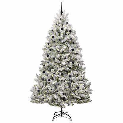 vidaXL Artificial Christmas Tree Green and White 300 cm PVC and Metal