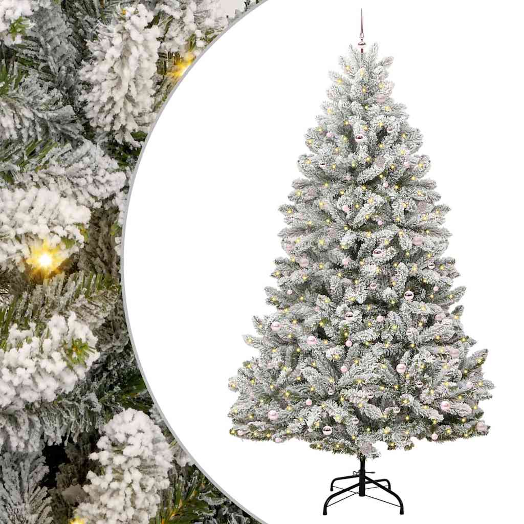 vidaXL Artificial Christmas Tree Green and White 300 cm PVC and Metal