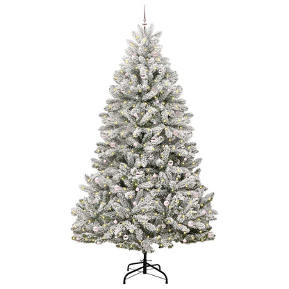 vidaXL Artificial Christmas Tree Green and White 300 cm PVC and Metal