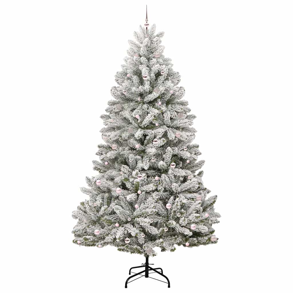 vidaXL Artificial Christmas Tree Green and White 300 cm PVC and Metal