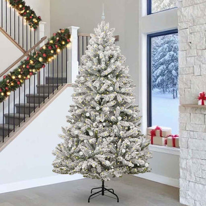 vidaXL Artificial Christmas Tree Green and White 300 cm PVC and Metal