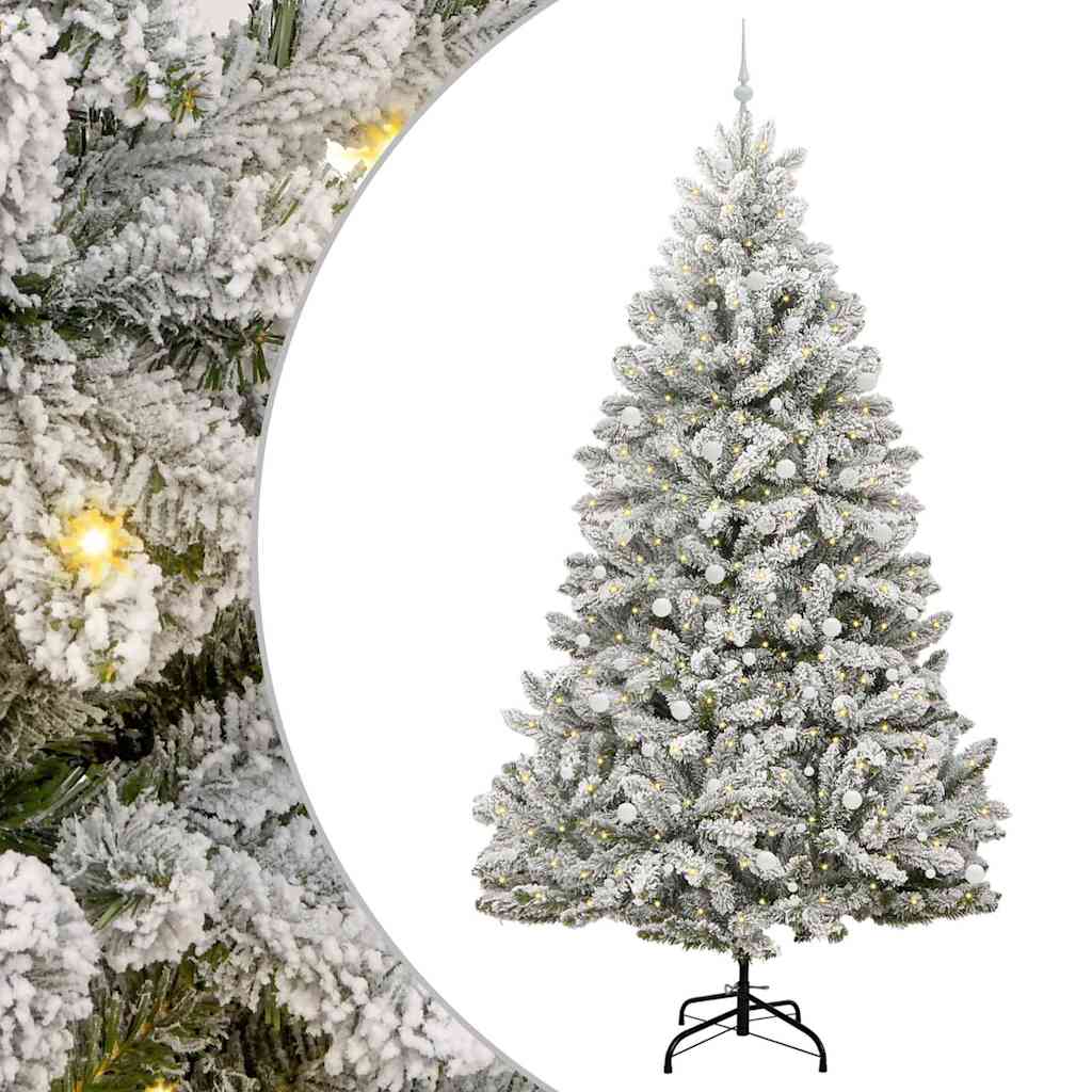 vidaXL Artificial Christmas Tree Green and White 300 cm PVC and Metal