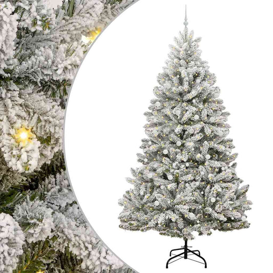 vidaXL Artificial Christmas Tree Green and White 300 cm PVC and Metal