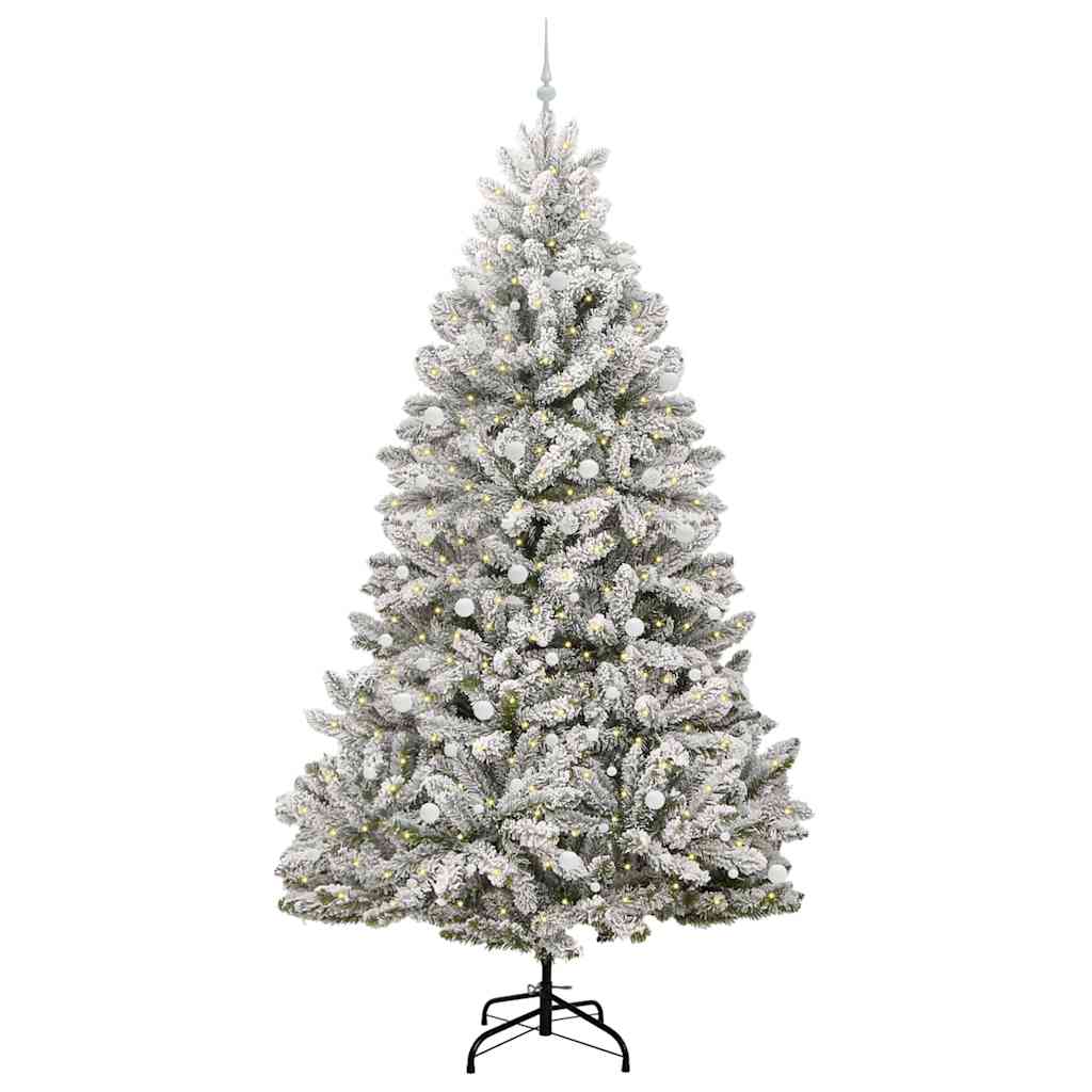 vidaXL Artificial Christmas Tree Green and White 300 cm PVC and Metal